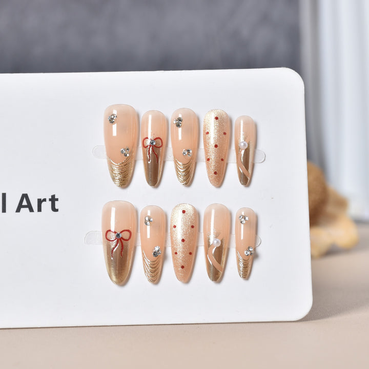 Elegant Rhinestone-Embellished Press-On Nail Art Set Kalsten