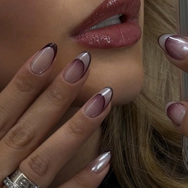 Artificial nail set with elegant gradient and glitter accents Kalsten
