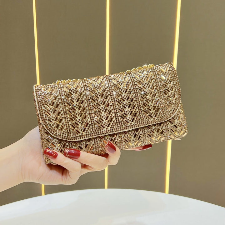 Decorative Crystal-Studded Evening Clutch