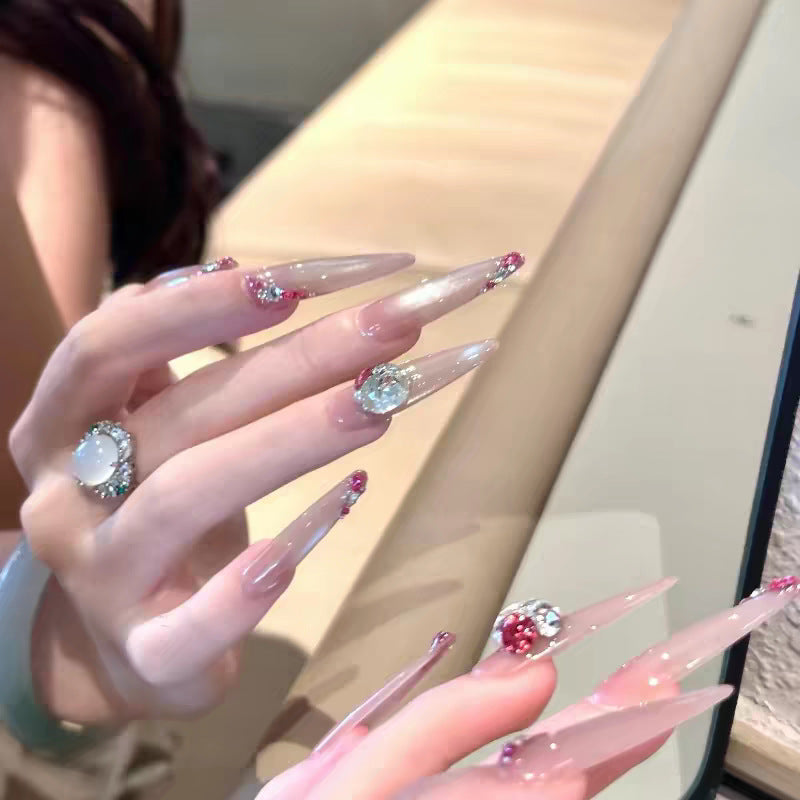 Elegant Nail Art Enhancements with Crystal Accents