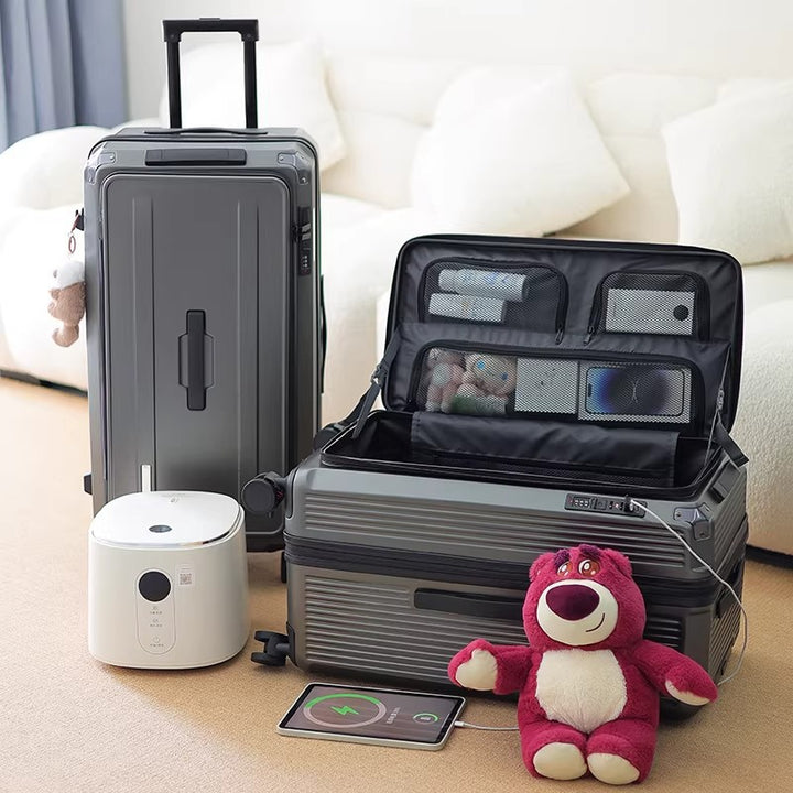 Men's Smart Multi-Compartment Hard Shell Travel Suitcase Kalsten