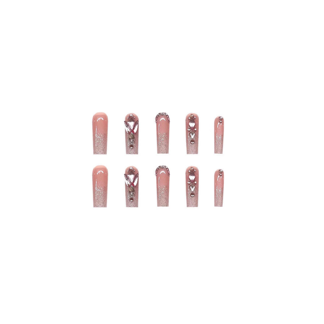 Glamorous Crystal-Embellished Press-On Nail Extensions Kalsten