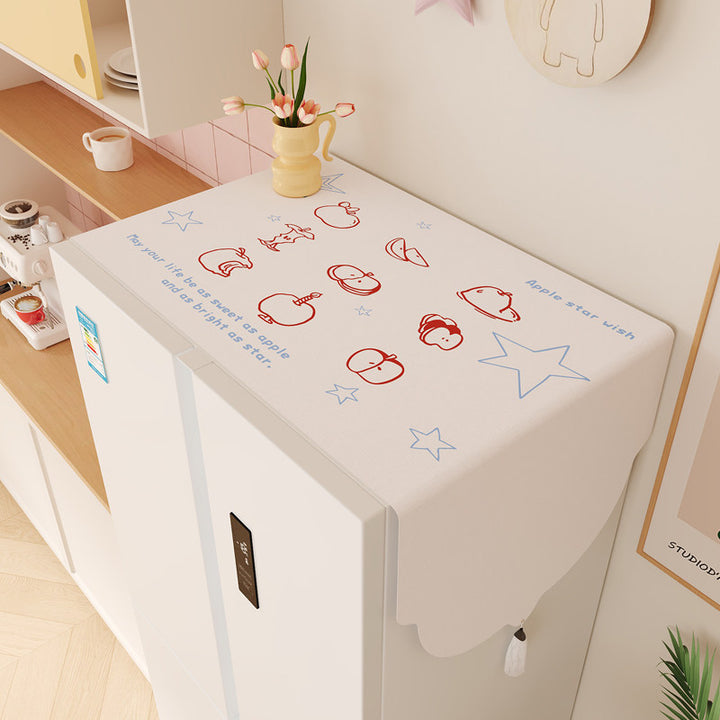 Decorative Refrigerator Top Dust Cover with Scalloped Edge and Tassel