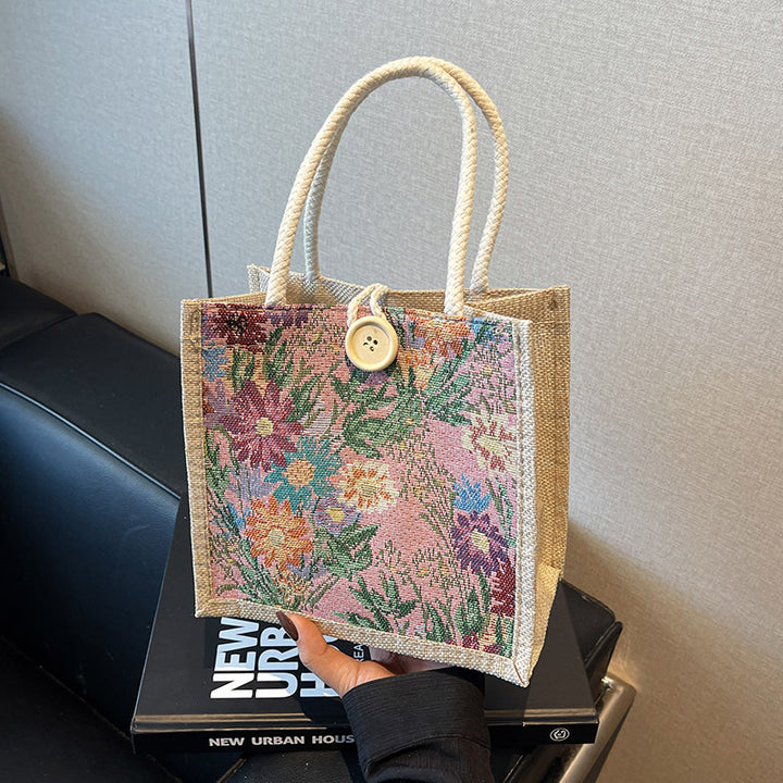 Decorative Floral Print Tote Bag