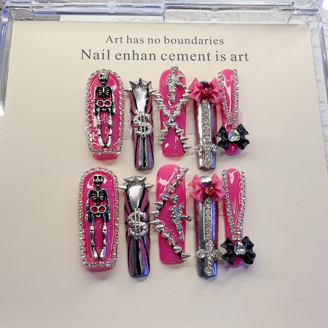 Gothic Themed Press-On Nail Art Set