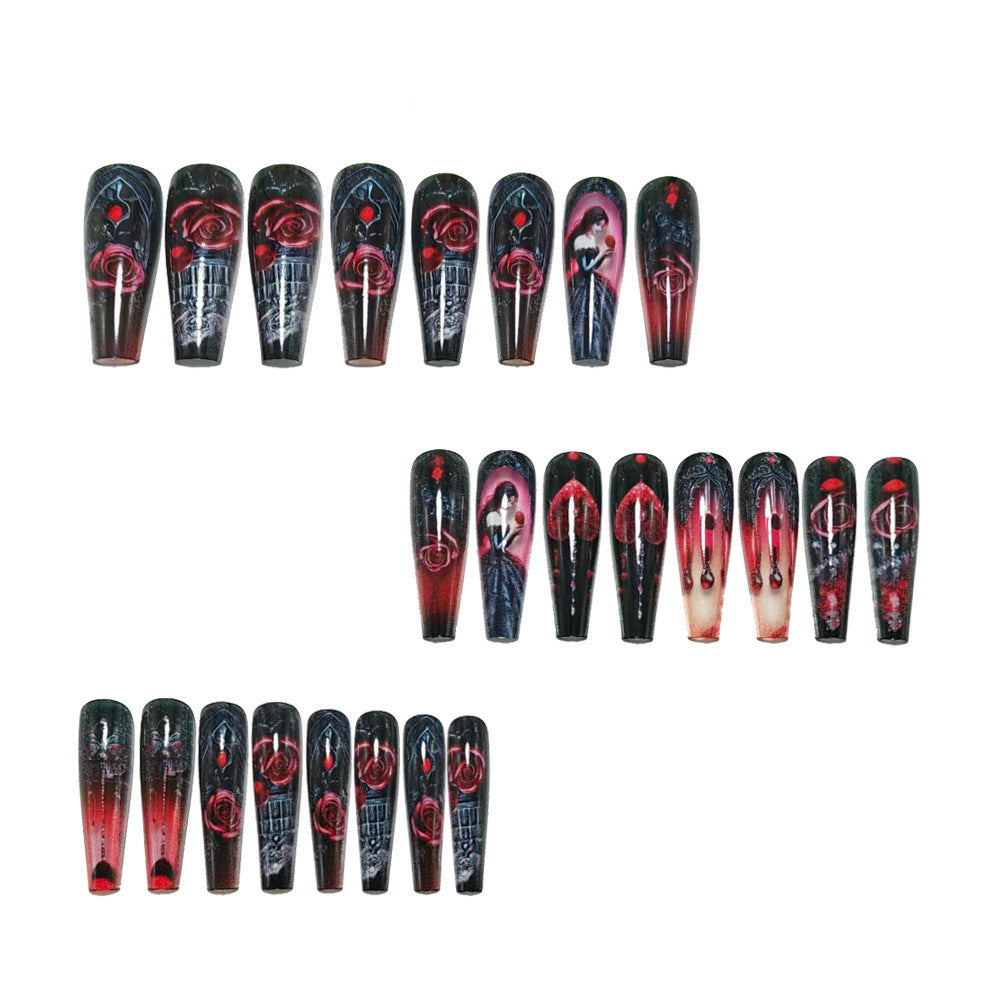 Nail Art Set with impressive 3D roses and Gothic motif Kalsten