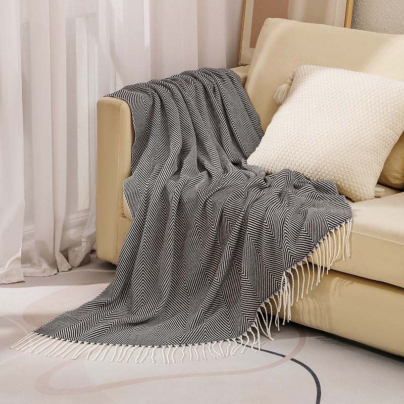 Luxury Herringbone Pattern Throw Blanket Kalsten
