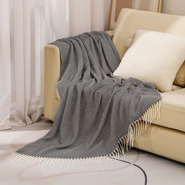 Luxury Herringbone Pattern Throw Blanket Kalsten