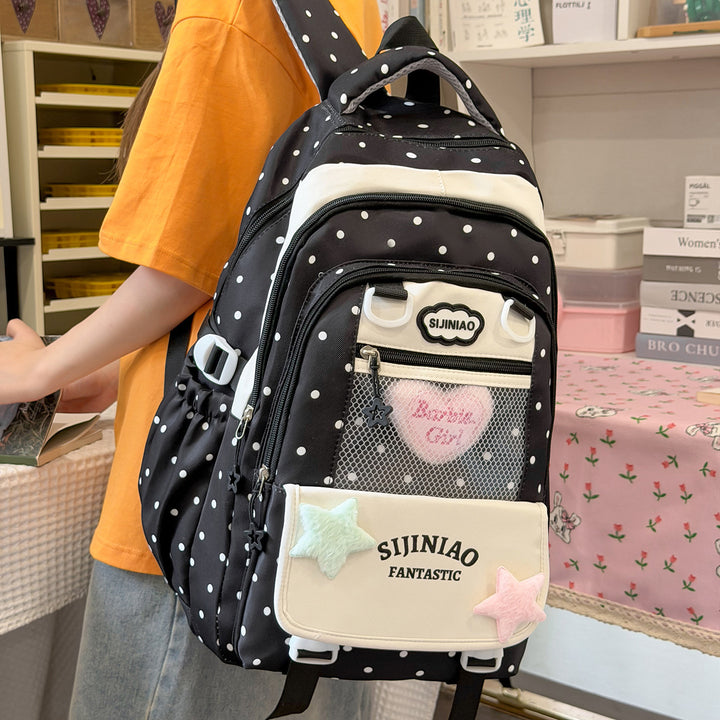 Stylish Polka Dot School Backpack Kalsten