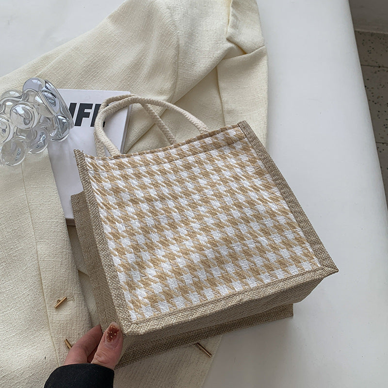 Handcrafted Houndstooth Tote Bag