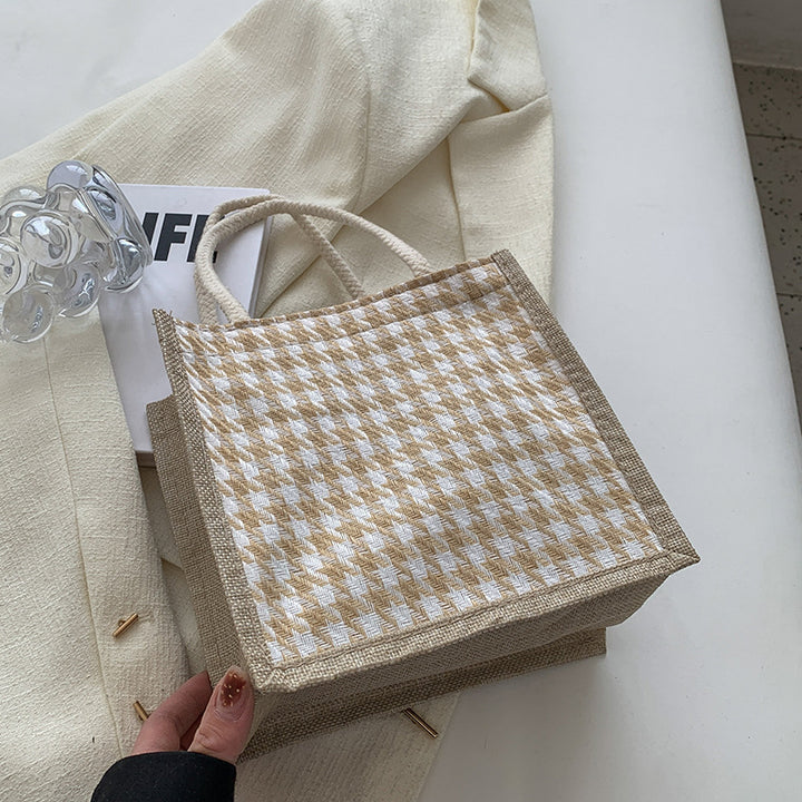 Handcrafted Houndstooth Tote Bag