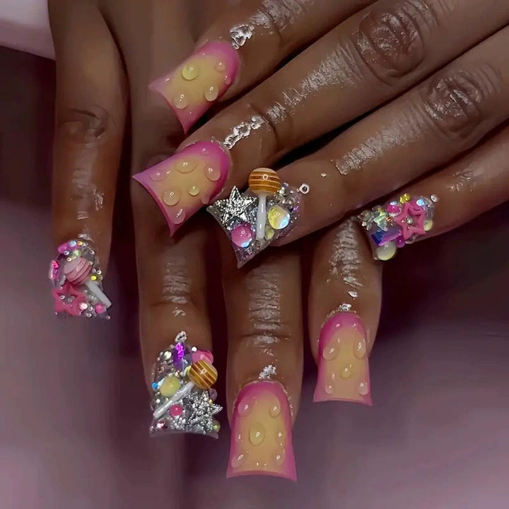 Glamorous Floral-Embellished Nail Art Extensions Kalsten