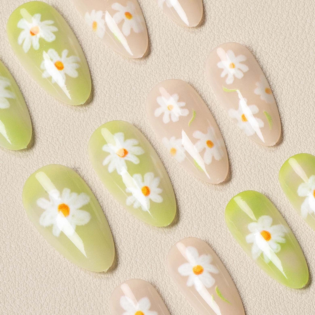 Floral Pointed Press-On Nails