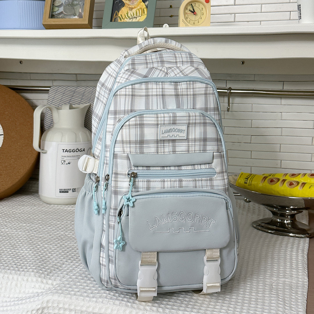 Stylish Plaid Pattern Backpack Kalsten
