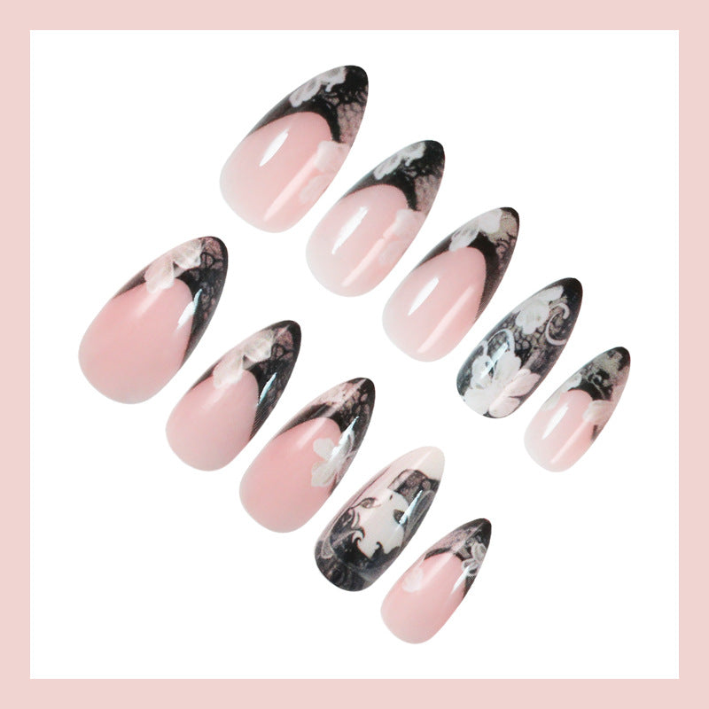 Artificial nail set with elegant tips and floral decorations Kalsten