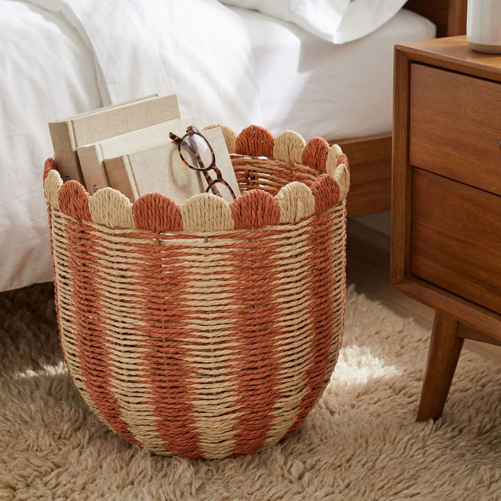 Handwoven storage basket with wave edge Kalsten