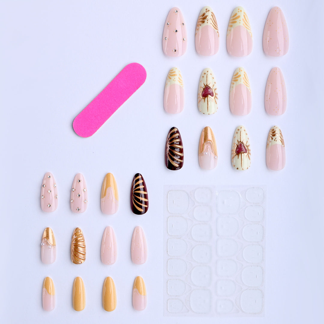 Elegant Artificial Nails with Glitter Accents Kalsten