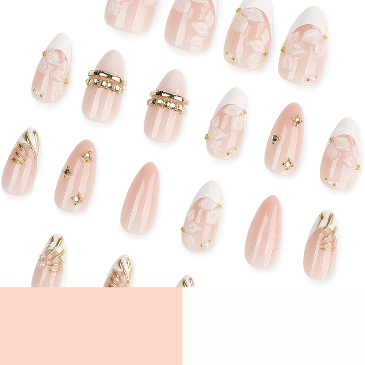 Artful nail art with floral and rhinestone accents Kalsten