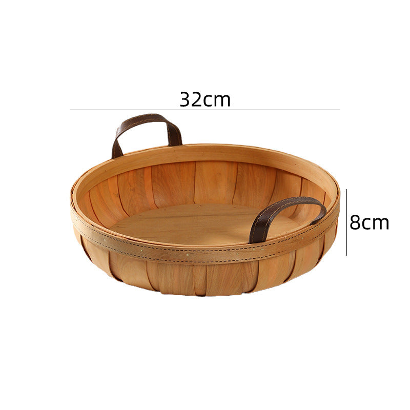 Handcrafted Oval Serving Tray with Leather Handles Kalsten