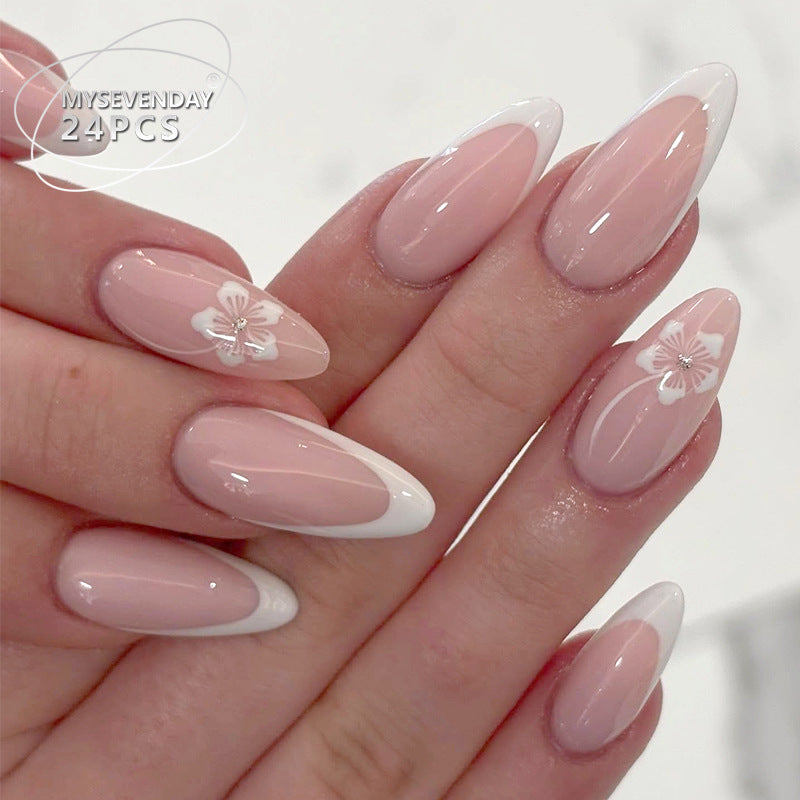 Elegant Stiletto Press-On Nail Set with Floral Design Kalsten