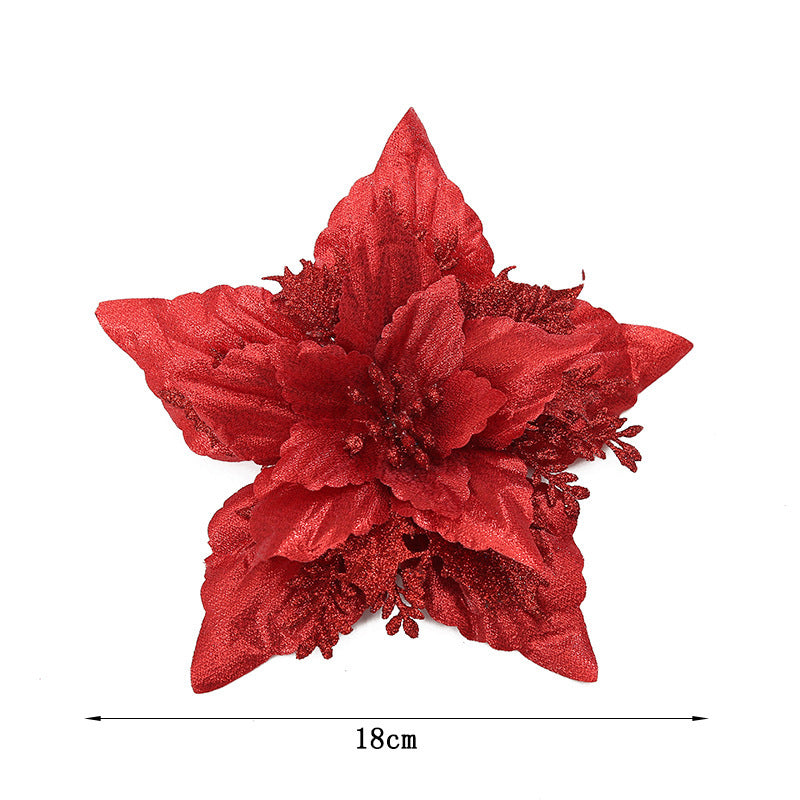 Decorative Glittering Poinsettia Flower Ornament Kalsten