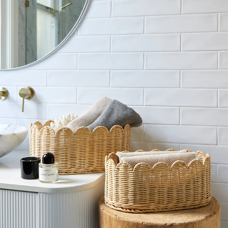 Handmade decorative basket with wavy edge Kalsten
