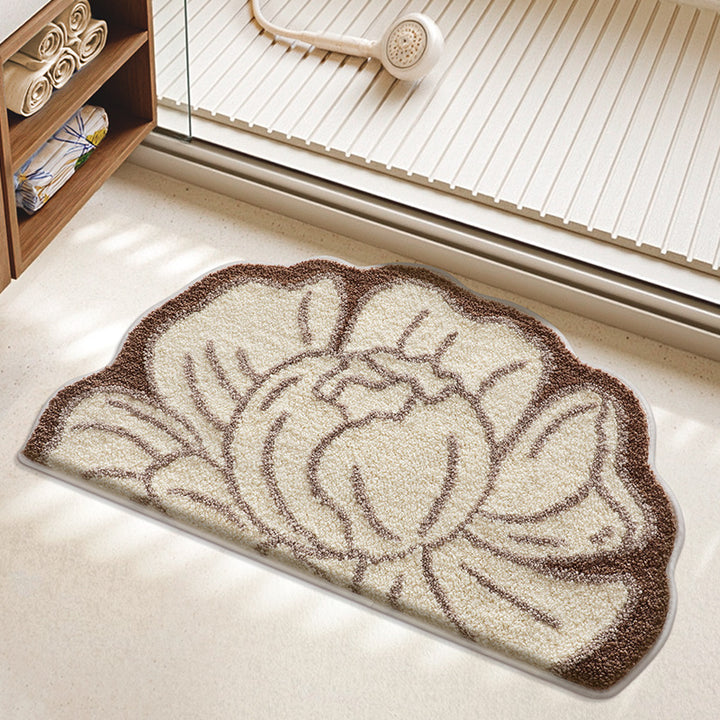 Textured Floral Bath Mat Kalsten