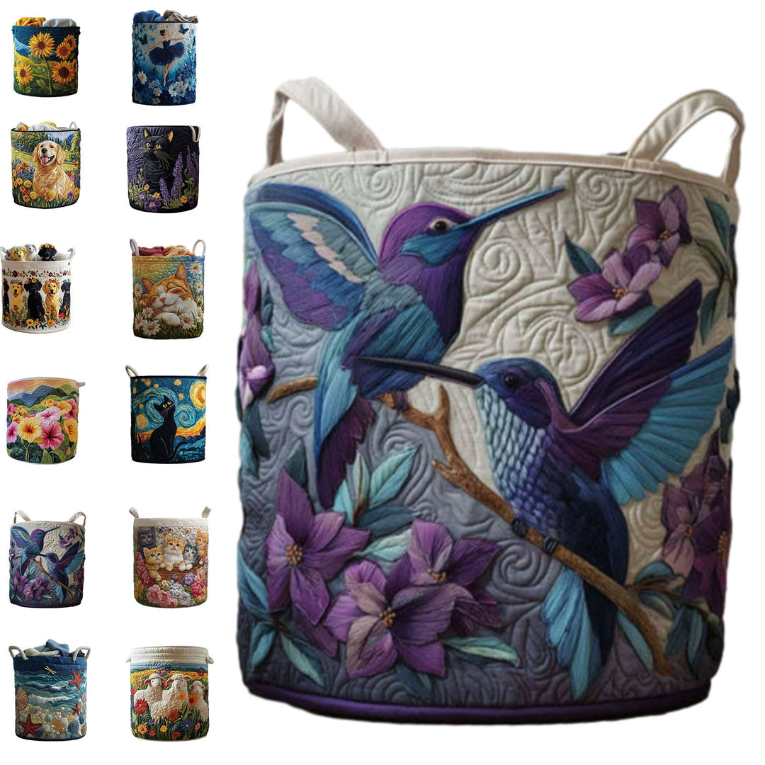 Quilted Decorative Laundry Storage Basket With Rope Handles Collapsible Fabric Organizer