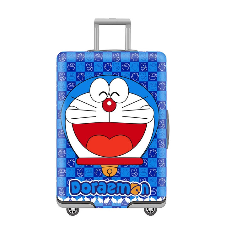 Unisex nan elastic motif suitcase cover made of stretchable polyester with handle and wheel openings Kalsten
