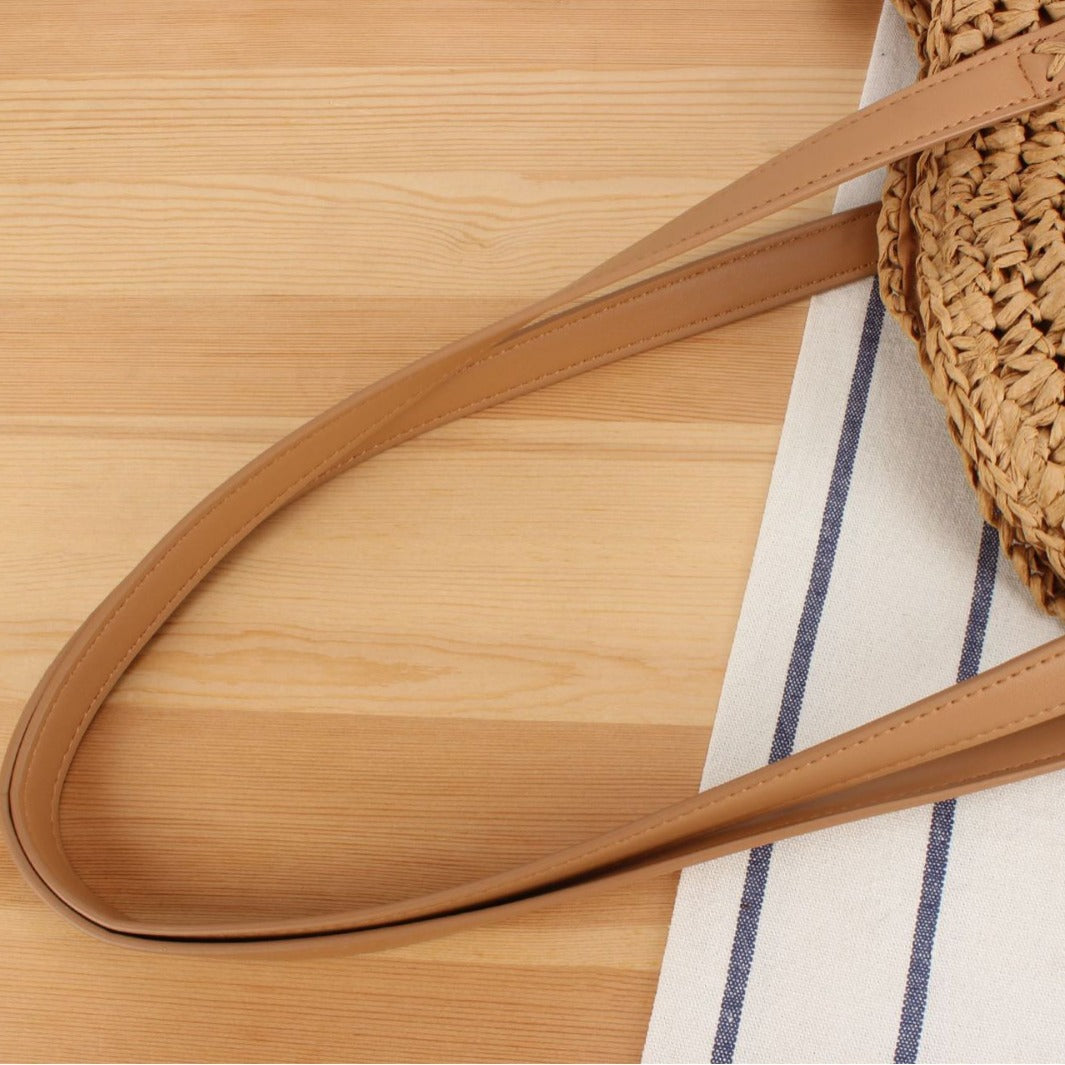 Round straw bag with leather handles Kalsten