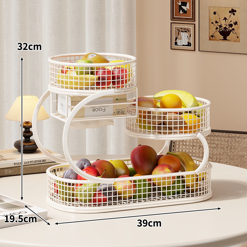 Three-Tier Metal Mesh Countertop Fruit & Produce Display Stand