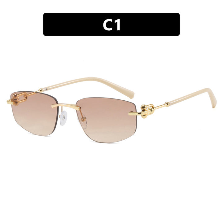 Ladies elegant semi-rimless glasses with luxurious metal frame and transparent lenses Kalsten