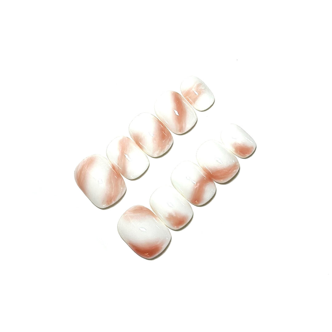 Artistic Press-On Nail Set with Marbled Design