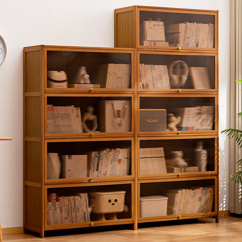 Bookcase with Transparent Glass Doors and Sturdy Shelves Kalsten