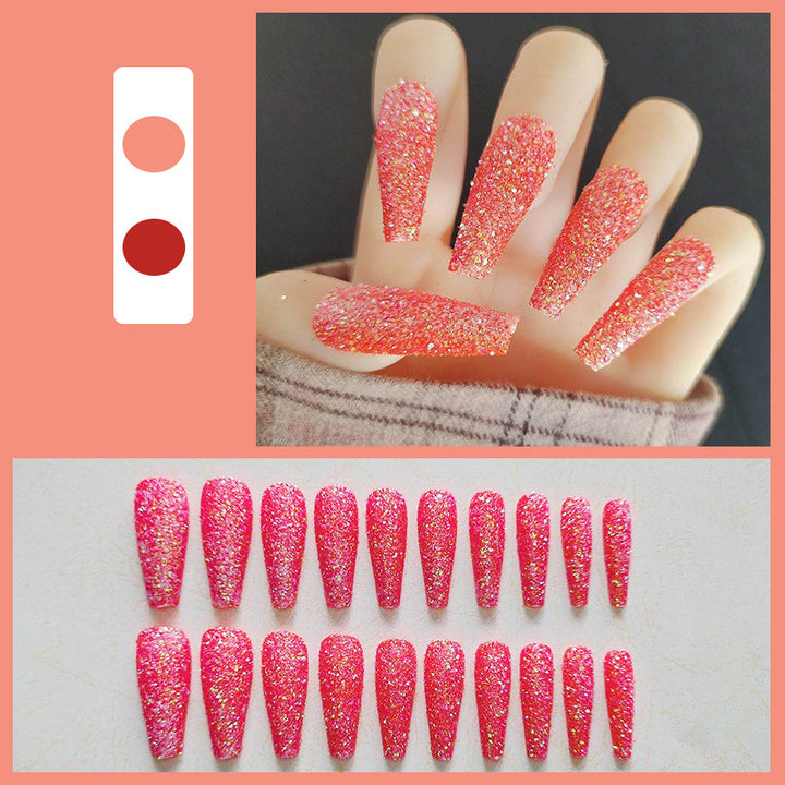 Glossy Long Coffin Press-On Nails Set