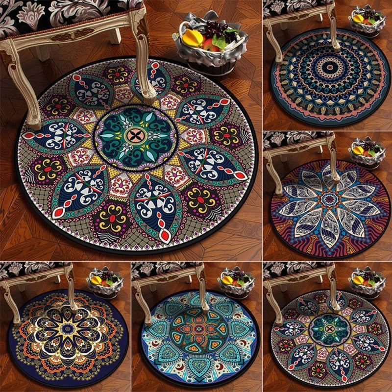 Circular Vintage Floral Area Rug Kalsten