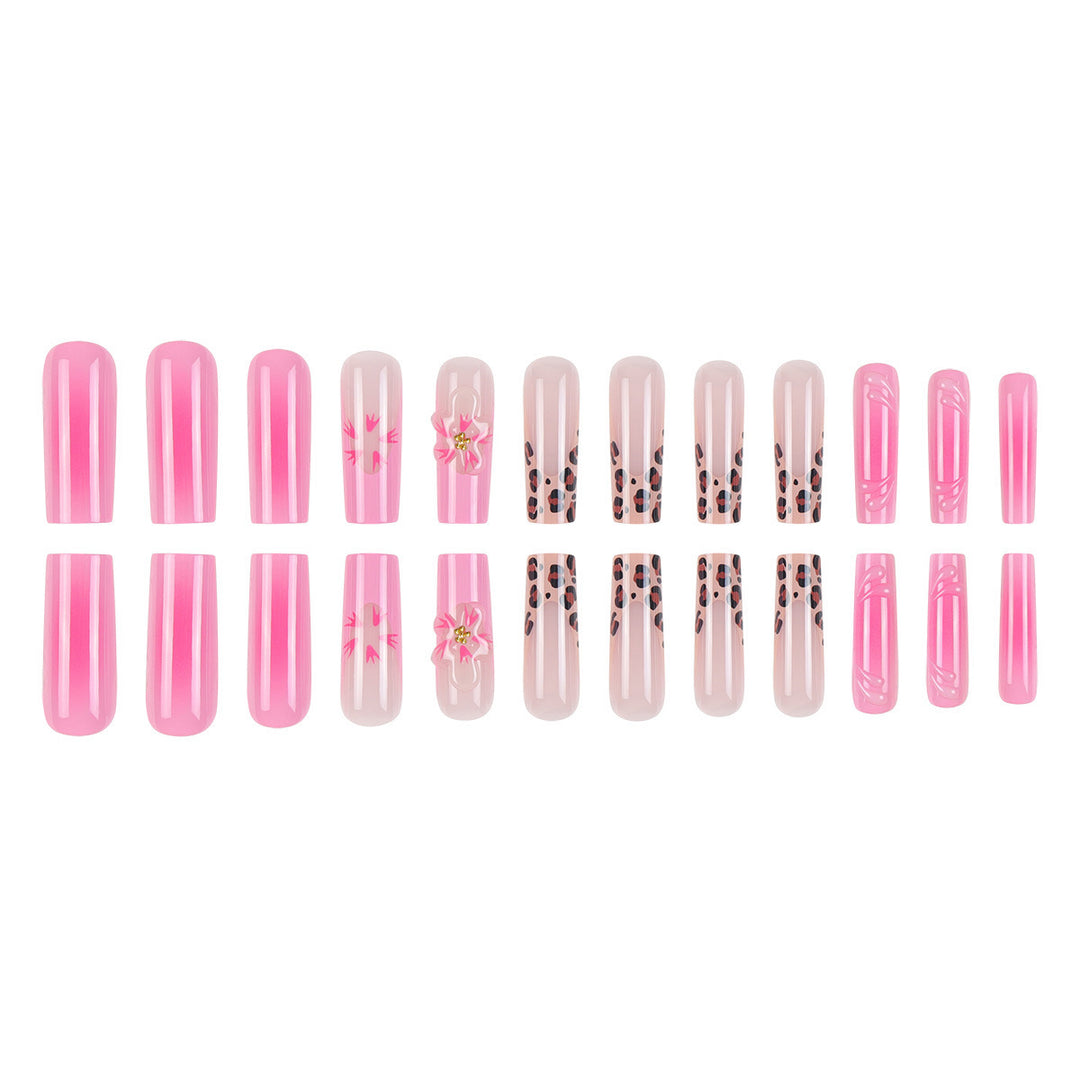 Artistic Stiletto Press-On Nail Set with Floral and Animal Prints Kalsten