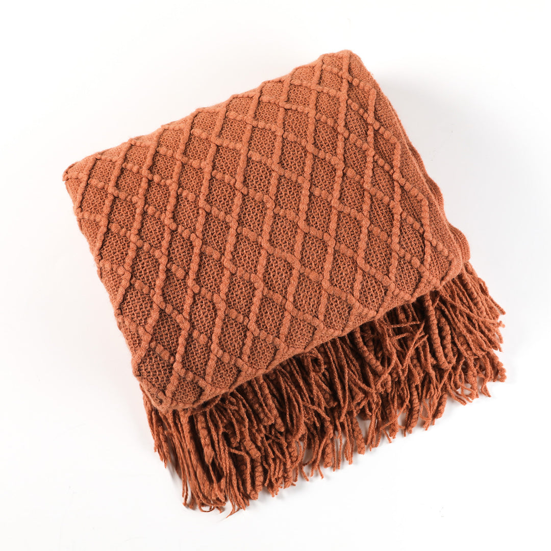 Cable Knit Fringe Throw Blanket Kalsten