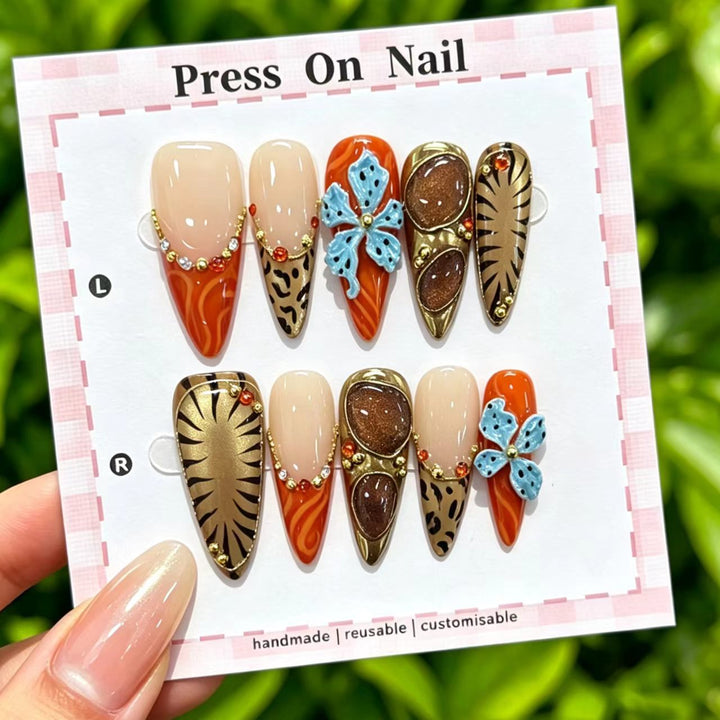 Artistic Cherry-Inspired Press-On Nails