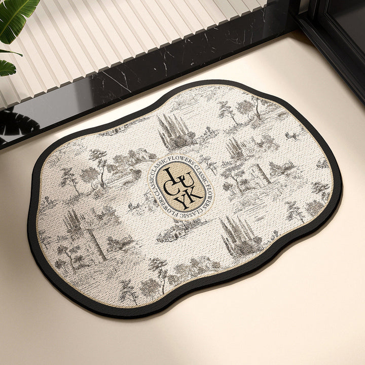 Elegant Floral Print Kitchen Mat