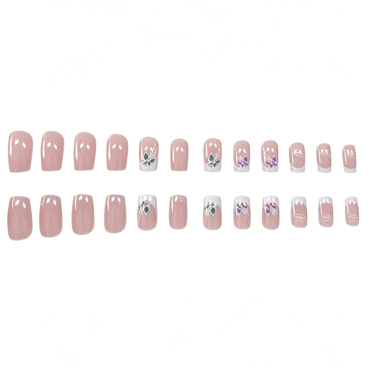 Decorative Floral French Tip Nail Art Kalsten