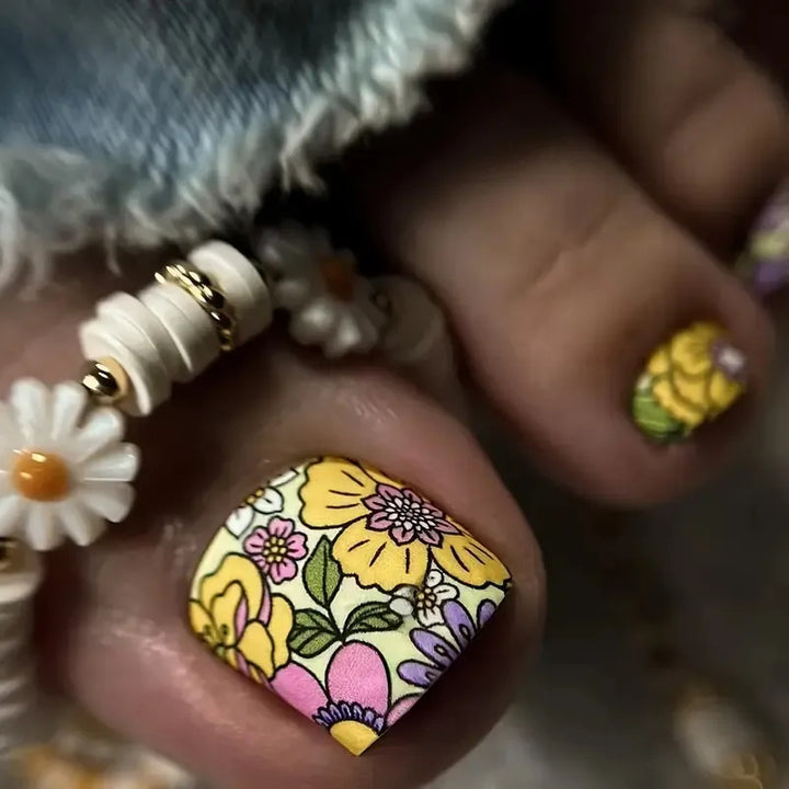 Floral Pedicure Nail Art Kalsten