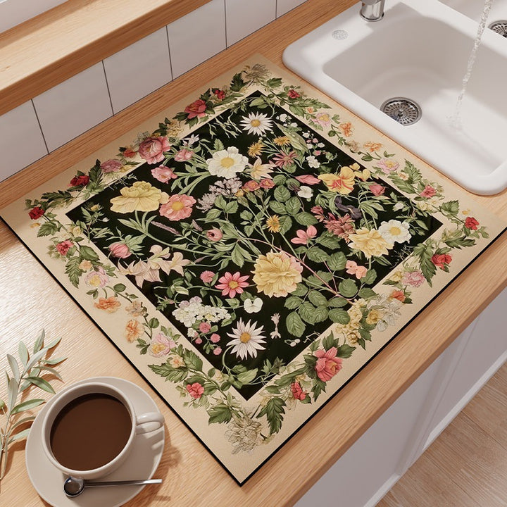Floral-Themed Kitchen Counter Mat Kalsten