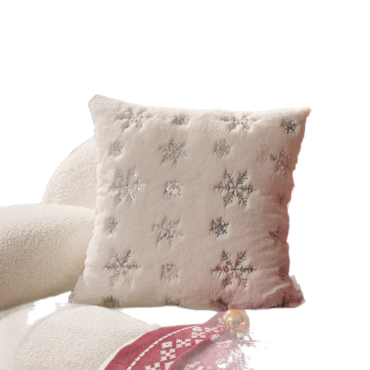 Plush Holiday Sequin Snowflake Accent Pillow Cover