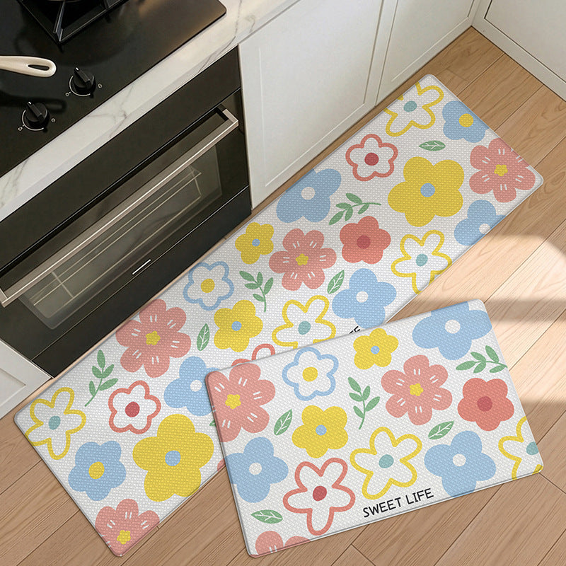 Floral Pattern Kitchen Comfort Mat