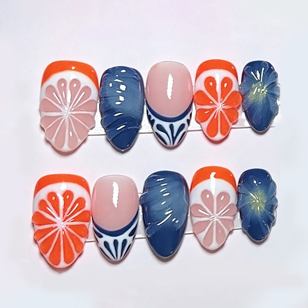 Decorative Floral Accented Press-On Nail Set
