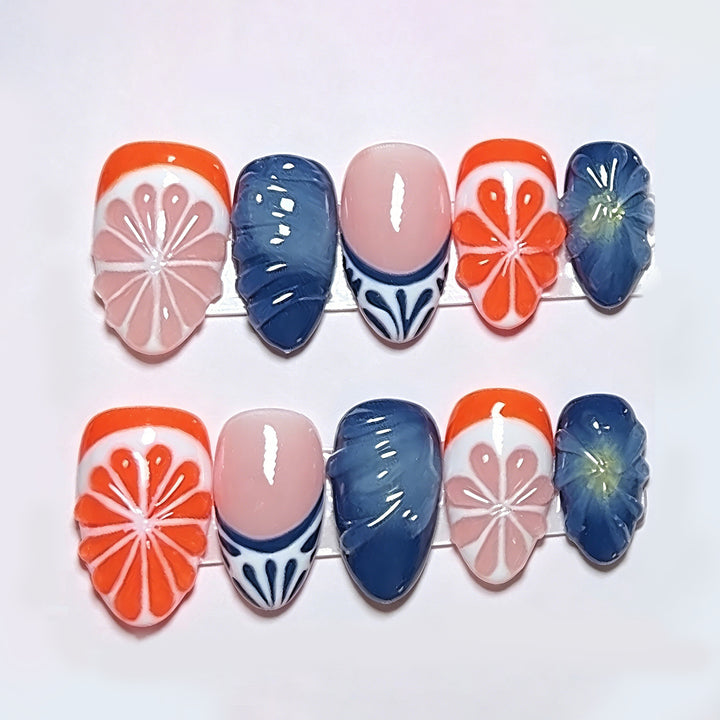 Decorative Floral Accented Press-On Nail Set