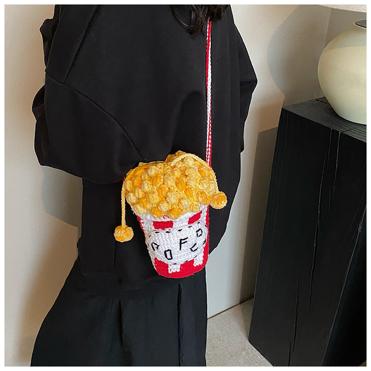 Creative Crochet Popcorn-Themed Mini Backpack