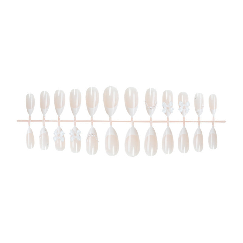 Decorative Press-On Nail Set with Floral and Pearl Embellishments kalsten