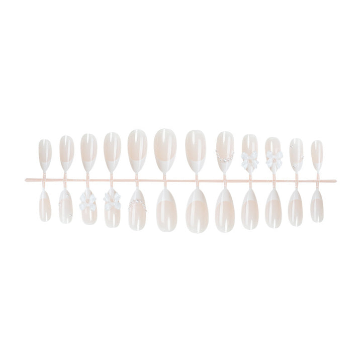 Decorative Press-On Nail Set with Floral and Pearl Embellishments kalsten